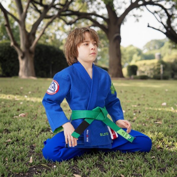 Digital Print 100% Cotton 350 GSM Pearl Weave Brazilian Jiu Jitsu Gi Blue For Boys Martial Arts Competitions