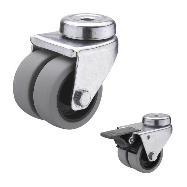 capacidade 80kg rodízios da placa do giro de Gray Wheel Twin Wheel TPR de 3 polegadas