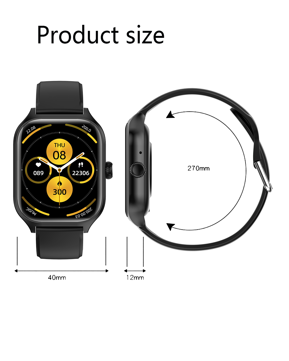 Eraysun Cheap GTS4 Smart Watch 2.01inch TFT Square Screen Bt Call Phone Heart Rate Sleep Monitor Ultra Fitpro Smartwatch