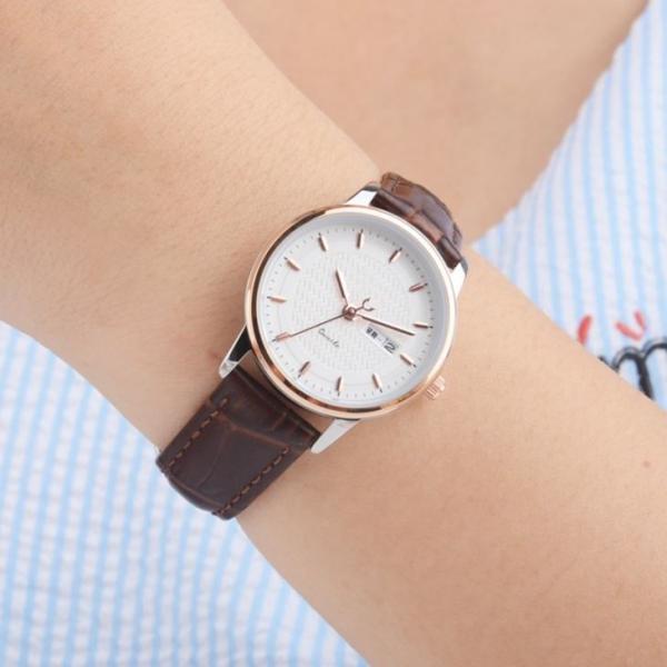 30 Meters Waterproof Mens Leather Strap Dress Watch 210mm Stainless Steel Case