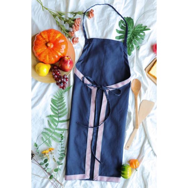 Blue Ethnic Style Kitchen Cooking Apron , Womens Cooking Apron With White Pocket