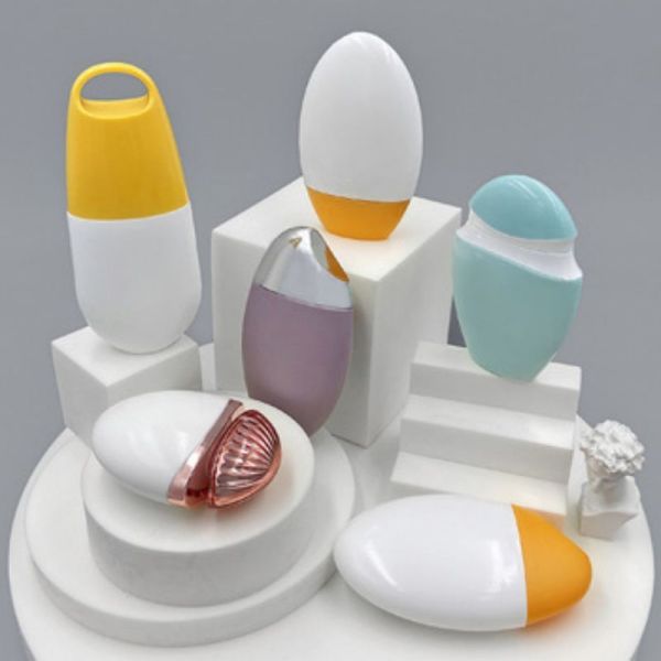 Cute Pink Egg-Shaped PET Bottle 50ml Sun Protection Serum Travel Size Packaging