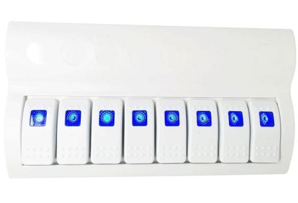Marine Boat Splashproof Switch Panel 8 Gang With Led Indicator Rocker Auto Fuses