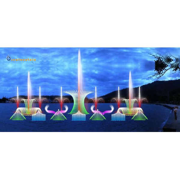 Water spray nozzles laser floating lake fountain control system