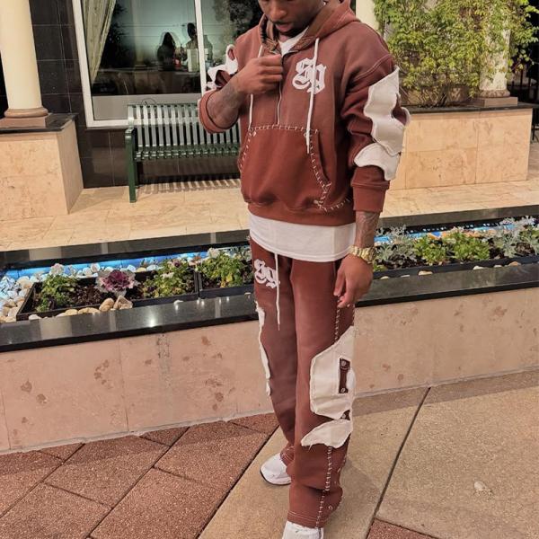Custom Applique Reverse Embroidery Patch Logo Streetwear Pullover Vintage Half Zipper Acid Wash Distressed Tracksuits for Men