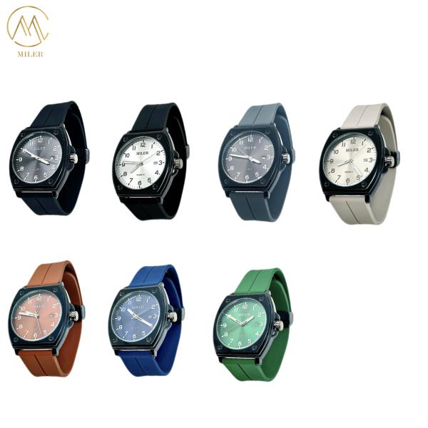 Calor Saling Simple Clásico Casual Negro Bezel Quartz Muñeca con correa de silicona