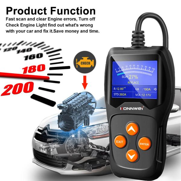 KONNWEI  Kw600 Digital Car Battery Load Tester 2.4 Inches Support Display Live Voltage Graphing