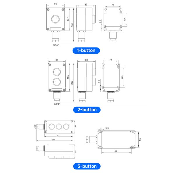 Explosion-proof and Corrosion-resistant Button Box with Emergency Stop  IP65 Waterproof Control Box