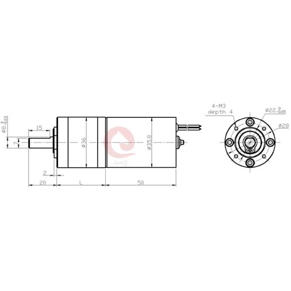 Мотор DC 12V/24V BL3650 безщеточный с коробкой передач 36mm планетарной для автоматического дверного замка