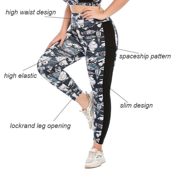 Oversized Patterned Yoga Pants Customized Hip Lifting Sports Leggings For Fat Lady