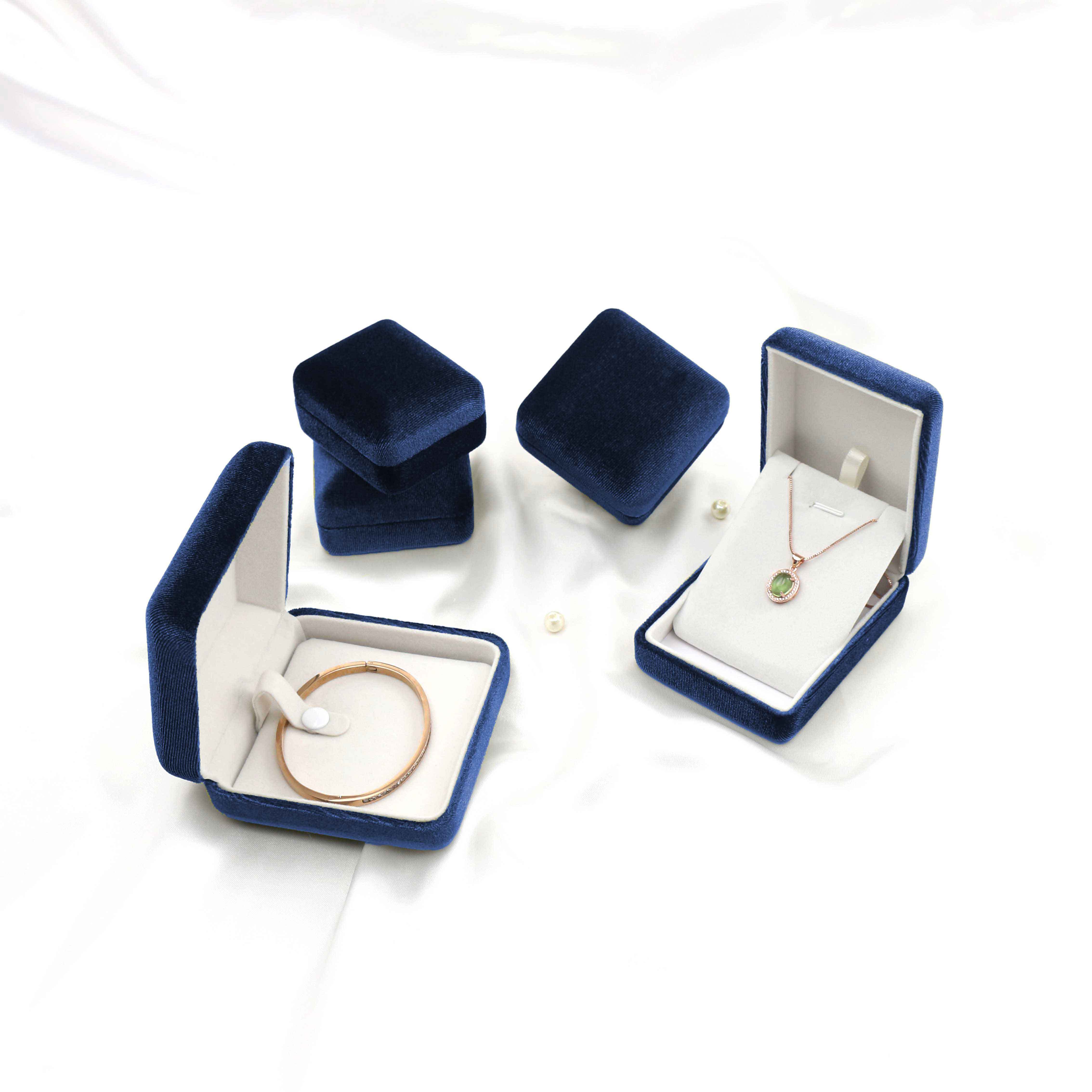 Popular Style Rectangle Jewelry Boxes Hinged Velvet Gift Box