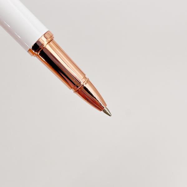 High End Metal Smooth Writing Roller Pen With White Rose Gold Comfortable Holder