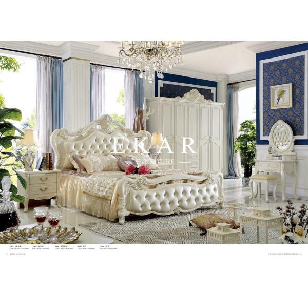 2018 European Style Antique wooden king size soft bed