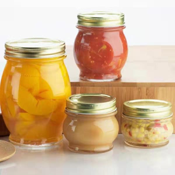 Food Container Clear Glass Honey Jar With Metal Cover BPA Free Reusable