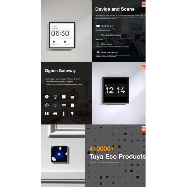 SIXWGH 4-Inch Touchscreen Smart Home Control Panel Alexa Tuya Gateway Built-In Zigbee 3.0 Hub Voice Control Wall-Mounted AIoT