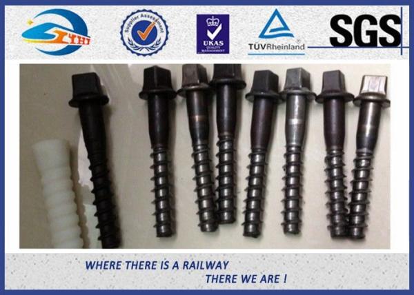 Stainless Steel / Brass Railroad Concrete Screw Spike Railway Fastening System Parts