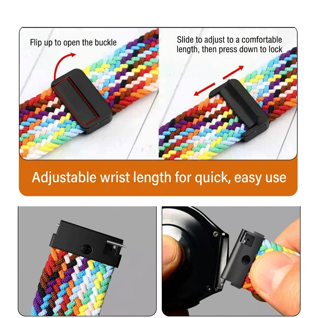 Universal Magnetic Braided Nylon 20mm 22mm Watch Band Breathable Comfort Soft Elastic Watch Strap