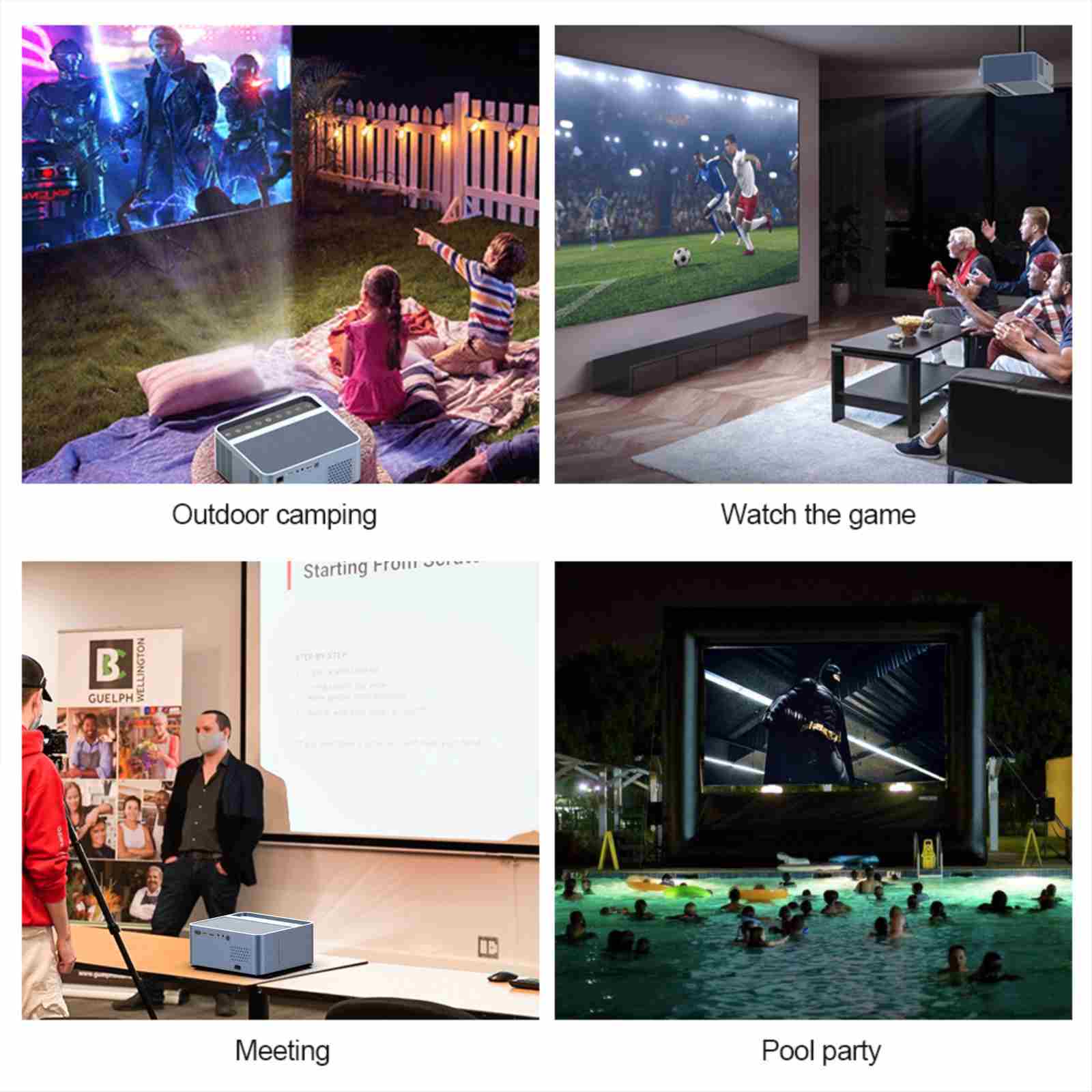 Factory Direct Native 1080P 360 ANSI Android Smart WiFi Projector for Home Entertainment