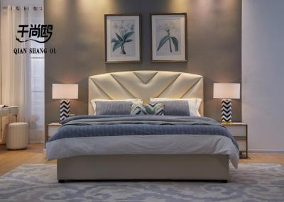 Gorgeous Leather Linen Upholstered Bed King size European Style