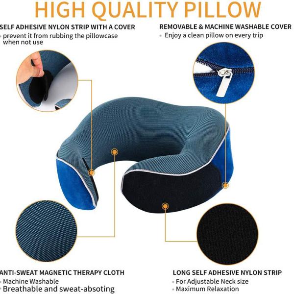 2023 Top Selling Travel Neck Pillow Superior Memory Foam with Magnetic Therapy Cloth