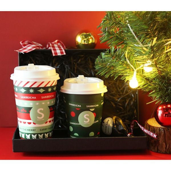 ODM 9oz Paper Disposable Christmas Cup For Drink Coffee Milk Tea