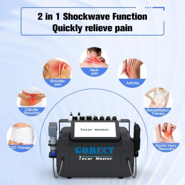 Shockwave Therapy Machine with Dual Handle Design for Targeted Treatment of Knee Pain Cellulite and Soft Tissue Injuries