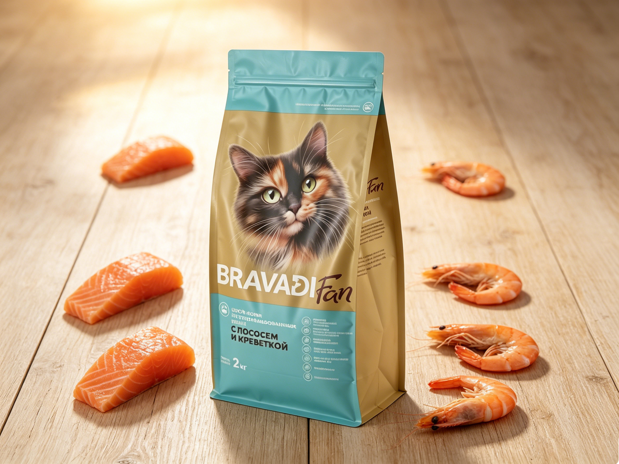 Wholesale 2kg Large Capacity Cat Food Eight Side Seal Bag | Matte Color Block Flat Bottom Zipper Pouch With Custom Cat Breed Image Printing