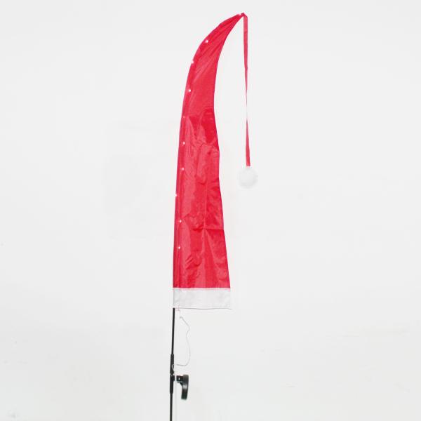 Holiday Christmas Solar LED Bali Flag Santa Hat