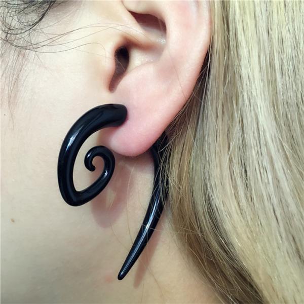 Black Punk Round Spiral Drop Earrings Vintage Snails Shap Earrings for Women Two Part Ear Party Jewelry Gifts