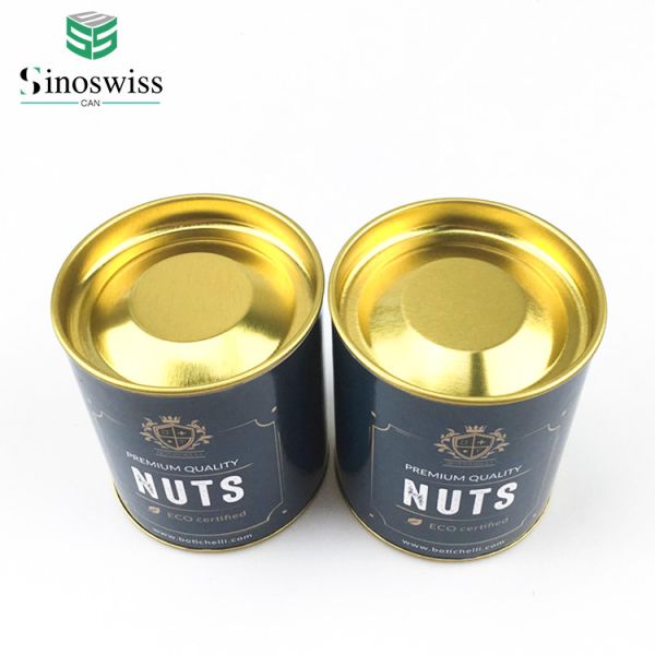 Cylinder Aluminium Foil Snack Food Paper Cans With Metal Lid Nuts Packaging