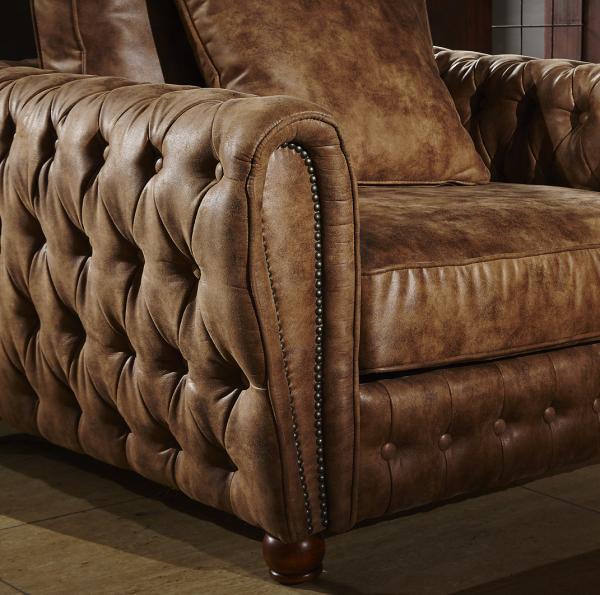 Soft Vintage Fabric 2 Seater Leather Sofa Durable Linen For Living Room