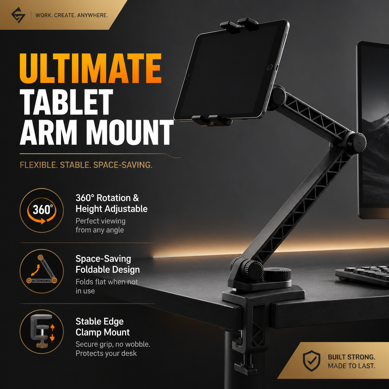 Smartphone  IPad 3d Print Useful Items Flexible Foldable Edge Desk Clamp Holder