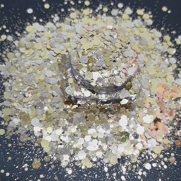 White Chunky Glitter Powder Nail Art 1kg Bag Package Mixes White Color Glitter for Colorful Nails