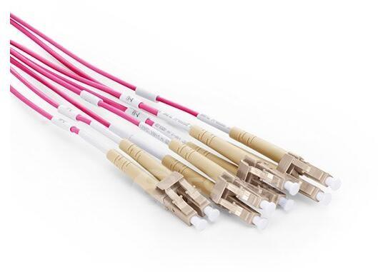 Aqua To LC 8F Core OM4 Mpo Optical Fiber Patch Cord
