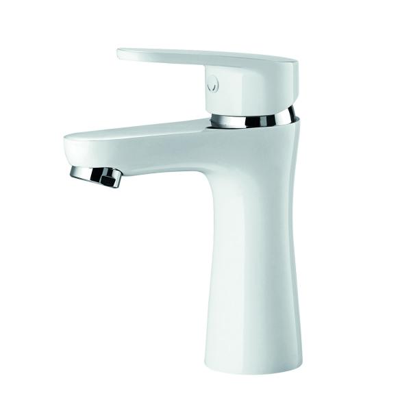 Contemporary Bathroom Wash Basin Faucet Brass half chrome half white