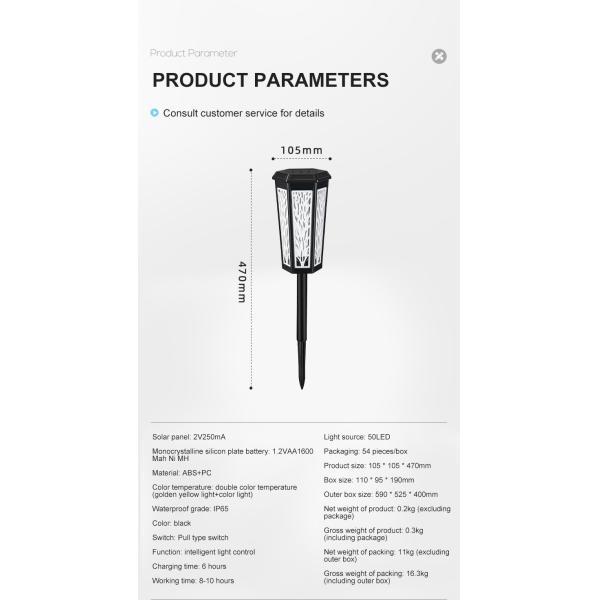 Auto On-Off Solar Powered Garden Decorative Lights IP65 for Walkway Illumination