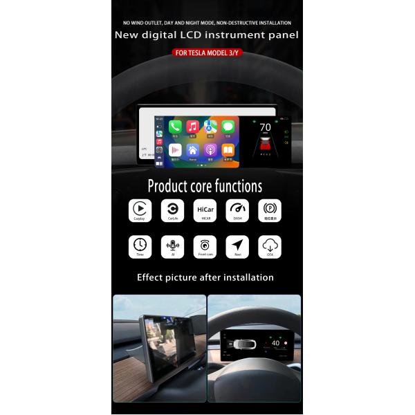 8.9 дюймовый автомобильный экран Carplay Автомобильная аудиосистема Автомобильная стерео для Tesla Model Y / Tesla Model 3