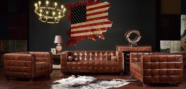 Hotel Furniture Soft Leather Sofa Set Top Grain Real Material Long Service Time