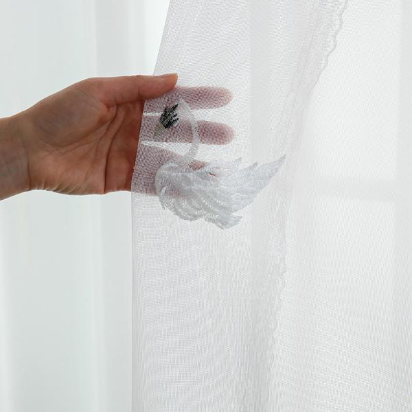 Light Filtering Linen Curtain Sheer Fabric Lace Embroidery Outdoor
