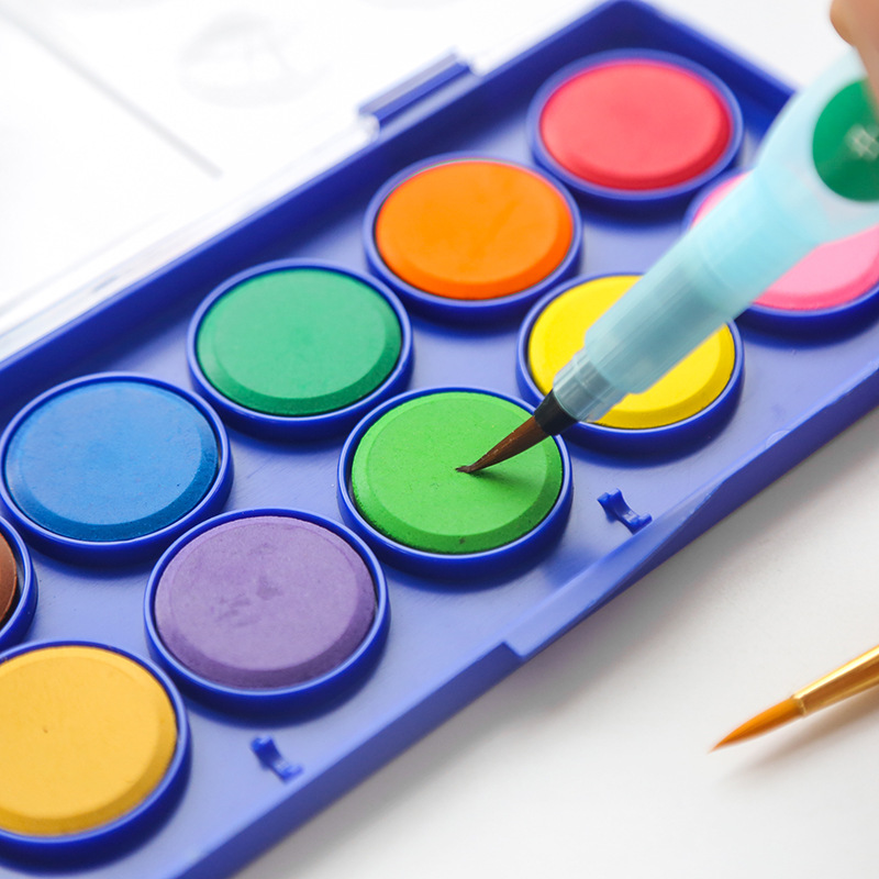 24 Colours Fast Drying Tray Paint Set Watercolor Cake With Brush Sponge