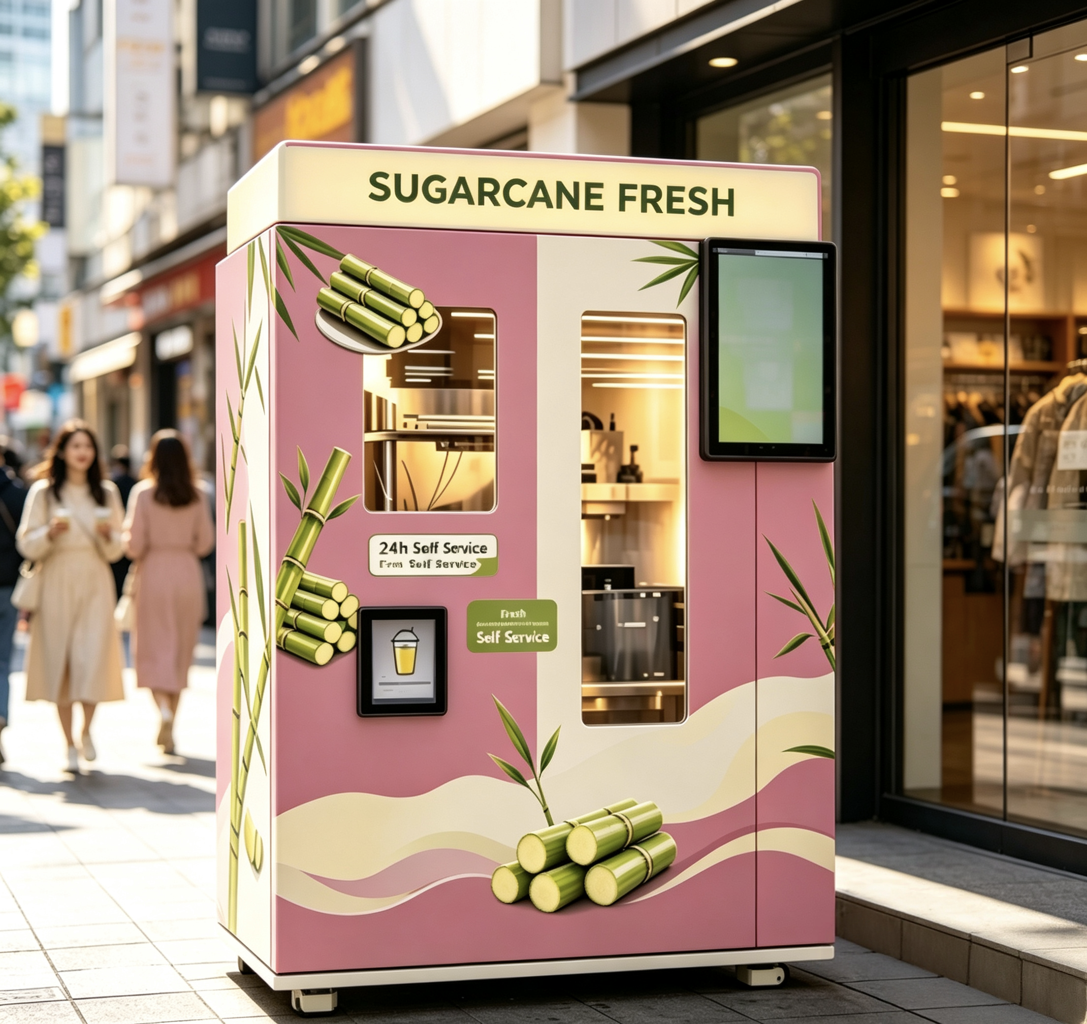 21.5 Inch LCD 2000Watts Power Self-Cleaning System Sugarcane Juice Vending Machine Automatic Juice Dispenser