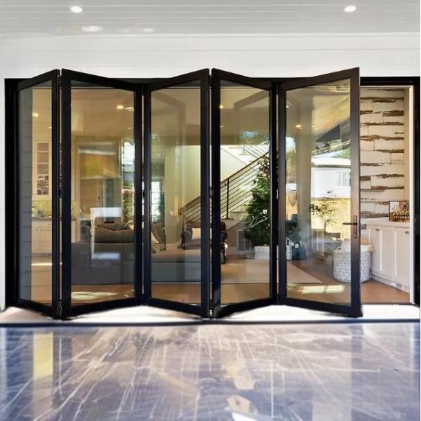 Villa impermeable de aluminio exterior de doble doble puertas con nivel 9 resistencia a la presión del viento