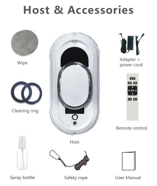 Household App-Controlled Rise Window Cleaning Robot for Indoor/Outdoor Glass Cleaning