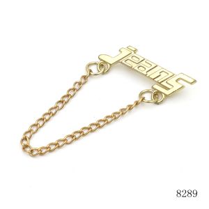 Custom Logo Label Metal Tag with Chain Metal Charm Tag for Clothing Key Chain Label Tag