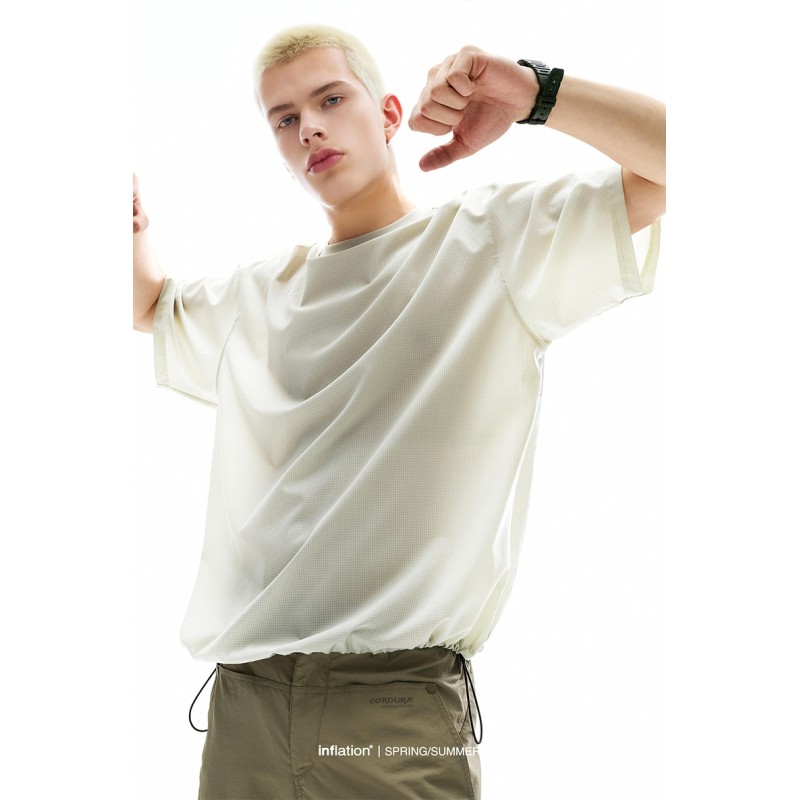 Customized Outdoor Breathable Perforated Fabric T-shirt Solid Sporty Short Sleeve New Spring Summer Quick-drying Cool Feeling