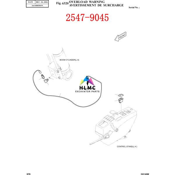 2547-9045 8Z11800-500K KA31 9503670-500 DH300LC-7 DH220-5 DH220-7 High Pressure Sensor Excavator Parts