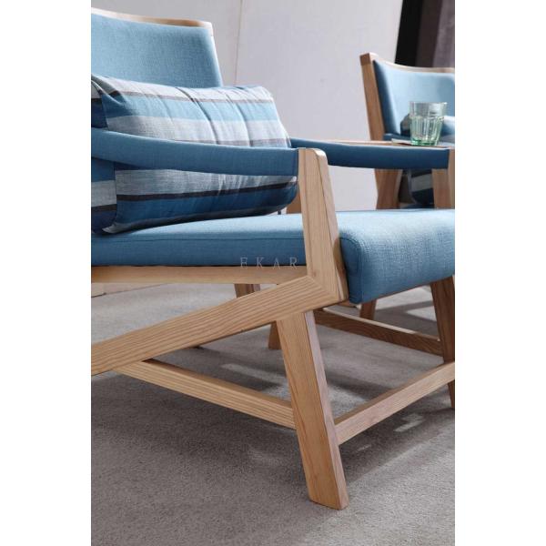 Ash Solid Wood Fabric Leisure Chair Living Room