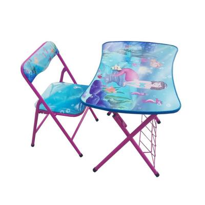 Foldable Study Chair And Table For Students Primary School Family Painting