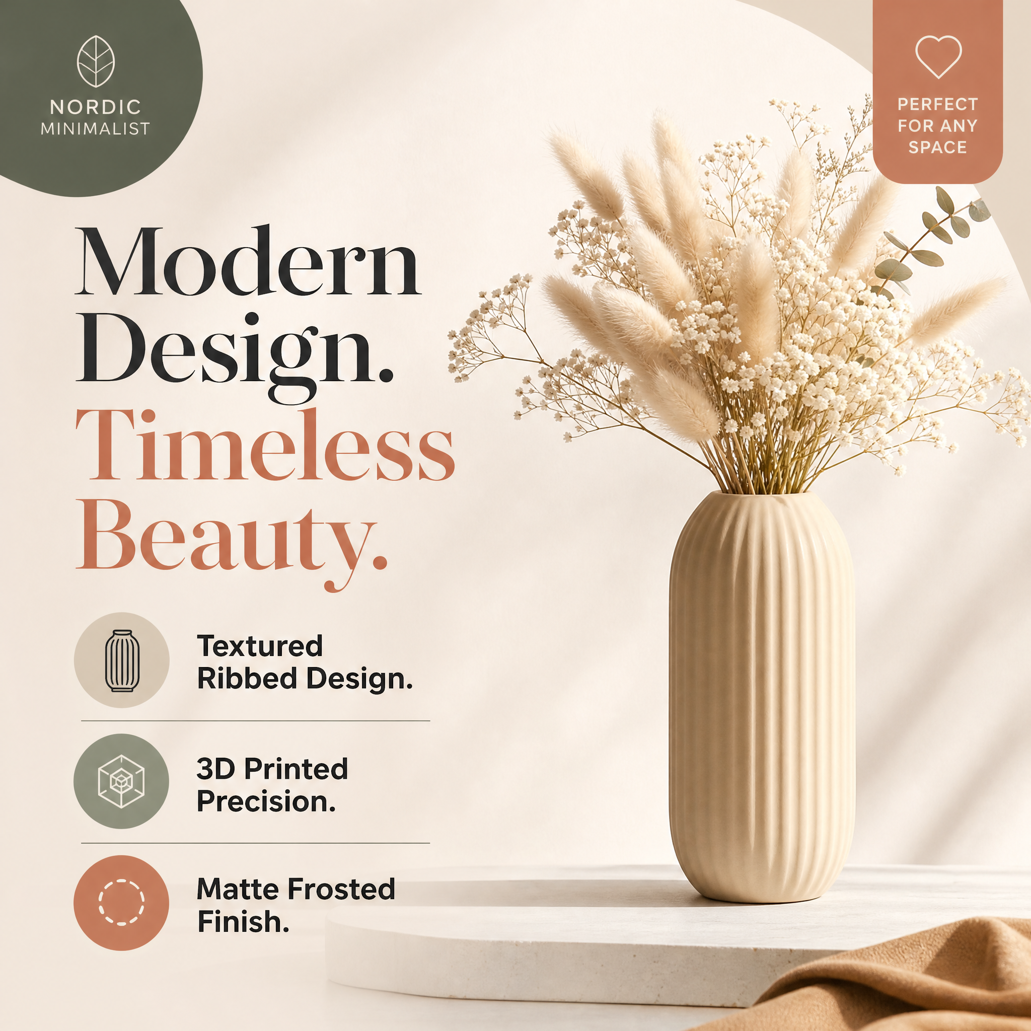 Nordic Matte 3d Printed House Decor Living Room Straight 3d Print Flower Vase