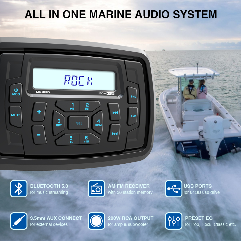 GRANDnavi Boat Bluetooth Морское Стерео Радио AM FM Тюнер Bluetooth Стрейминг Музыка Цифровые СМИ